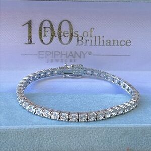 QVC Epiphany Diamonique Endless Brilliance 925 Silver Tennis Bracelet Jewelry